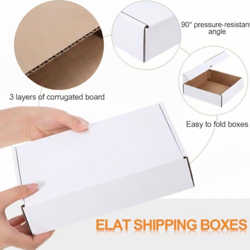 Image of Qilery 400 Pcs 5.9 x 3.9 x 1.2 Inches Shipping Boxes Corrugated Cardboard White Mailer Boxes Packaging for Small Business Mailing Wrapping Present Gift