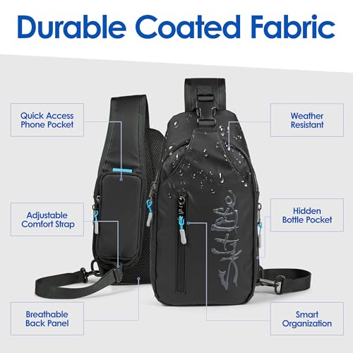 Salt Life Crossbody Bag Men - Anti Theft Shoulder Sling Bag, Zipper Phone Pocket and Water Bottle Holder