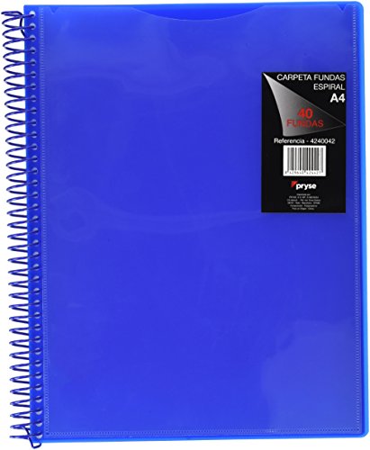 Pryse 4240042 - Carpeta espiral con 40 fundas, A4, color azul