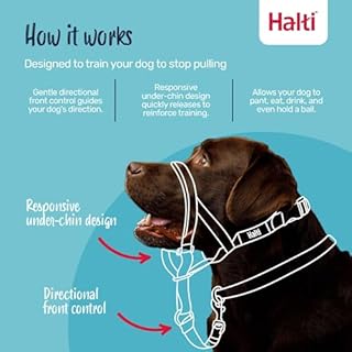 HALTI - Cavezza per impedire al cane di tirare al guinzaglio, regolabile, riflettente e leggera, con nasello imbottito, collare anti-tiro, per addestramento cani medi (Taglia 3, blu cobalto)