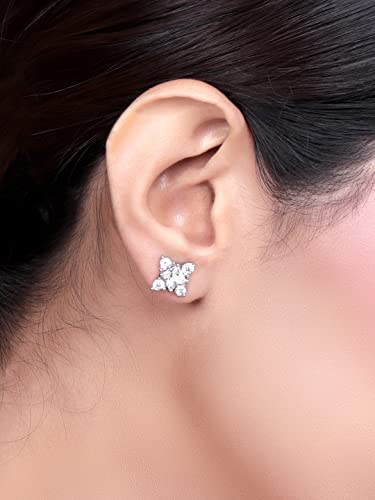 Image of Pissara Attractive 925 Sterling Silver Valentine Day Gift Cubic Zirconia Earrings For Women And Girls|with Authenticity Certificate, 925 Stamp & 6 Months Warranty (E104605)
