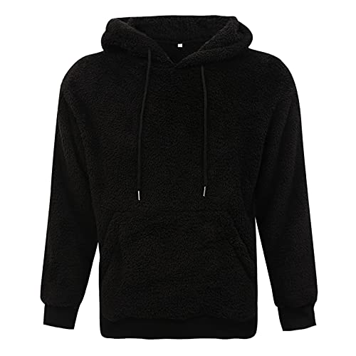lisenraIn Men's Sherpa Hoodie Fuzzy Pullover Long Sleeve Kangaroo Pocket Hoodie Autumn Winter Hooded Sweatshirt4