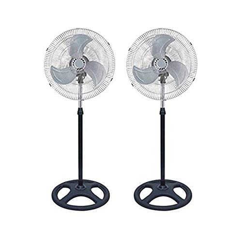 VENTILADORES DE PIE DE 18” | Altura regulable | 3 velocidades | Base estable | Oscilación 120º | Construcción resistente | Sin vibración | Fácil de montar | Aspas balanceadas • 220V | 80W | Pack 2