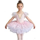 Vestido tutú de ballet para niñas con falda y parte superior, Rosa., 6-7 años