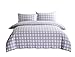Luxury Hotel Quality 3-Piece Double Brushed 1800 Series Microfiber Reversible Duvet Cover Set with 2 Pillow Shams - Full/ Queen Size, Light Grey Plaid by Exclusivo Mezcla