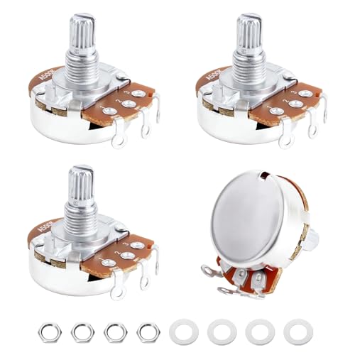 Image of Banworks Aluminium A500K M8 Full Sized Pots Metric 18-Spline Split Short Shaft (15mm Length) Audio Taper Potentiometers with Sealed-Back for Epiphone Les Paul LP /SG Squier Strat /Tele 4pcs JT /XNQ-10
