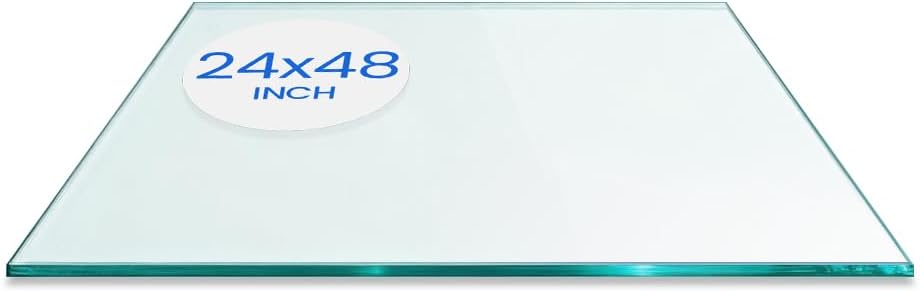 Dulles Glass 24X48 inch Rectangular Glass Table Top - Tempered - 1/4" Thick Glass Surface, Safe Flat Polished, Eased Corners, Multipurpose for Dining Table, Patio, Coffee and End Table