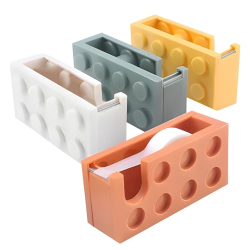 GD HUA 4 unidades de dispensador de cinta adhesiva, dispensador de cinta adhesiva, dispensador de cinta adhesiva para niños, dispensador de cinta adhesiva en forma de bloque de construcción,