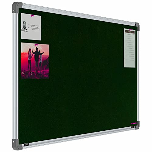 Image of Scholar Art Metis 2x4 Feet Fabric Pin-up Display Board for Study Table & Kids Room | High Strength Velvet Cloth + High Density Soft Board for Pinning Photos, Sticky Notes & Reminders (Dark Green)