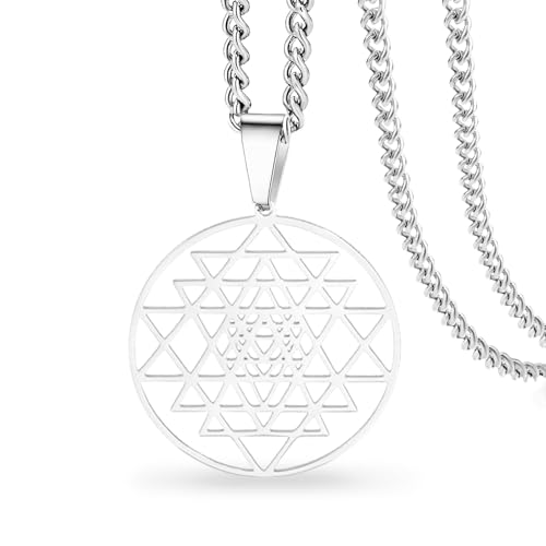 VASSAGO Collar de chakra Sri Yantra para mujeres y hombres, hecho a mano, collar Shri Yantra, colgante de geometría sagrada, símbolo del hinduismo, amuleto, yoga, meditación, energía espiritual
