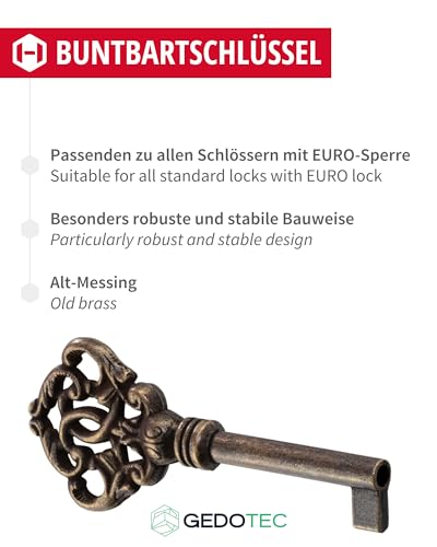 Gedotec Furniture Key Burnished Metal, 1 pièce - Clé modèle 2134 - Image 3