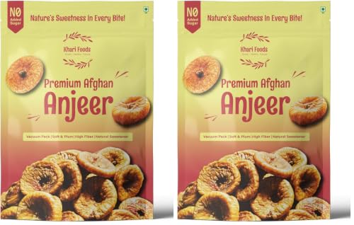 Image of Khari Foods Premium Afghan Figs, Vacuum Anjeer Dry Fruits, High Fiber, Immuntiy Booster, No Added Sugar (Pack of 2)