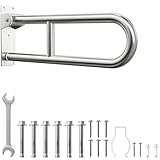 Toilet Grab Bar, Bathroom Safety Handrail Wall Mounted, 304 Stainless Steel Flip Up Folding Support Rail for Elderly Seniors and Handicap Assistance (24 Inch)