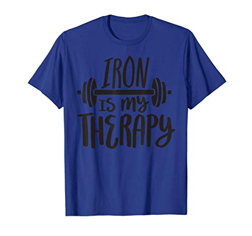Iron Is My Therapy - Weight Bar Silhouette - Fitness Quote Maglietta