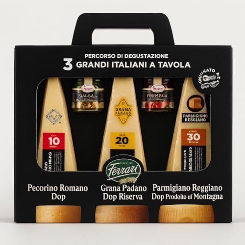 Confezione Degustazione Formaggi Italiani DOP 450g con Salse Gourmet – Selezione di Pecorino, Grana e Parmigiano Stagionati – Idea Regalo Gastronomica per Amanti del Formaggio e della Cucina Italiana