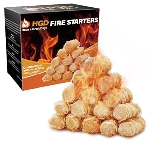 HGD Natural Fire Starters – Waterproof & Odorless Charcoal Starters for Fireplace, Campfire, BBQ, Grill, Fire Pit, Wood & Pellet Stove, Chimney, Pizza Oven & Smoker – Indoor & Outdoor Use