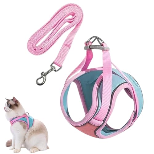 子猫用ハーネスとリード、小型犬用ハーネス - 調節可能な子犬用ハーネス 猫用ハーネスとリーシュセット 反射ストリップ付き,猫ベストハーネス、子猫と子犬のための安全な猫アクセサリー