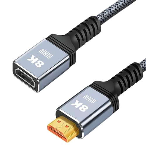 jatimdotin Câble HDMI 0.3M, Câble d'Extension HDMI 2.1 Mâle vers Femelle 8K@60Hz 4K@120Hz/144Hz 48Gbps, Compatible avec PS5/Xbox, TV Stick, Projecteur,...