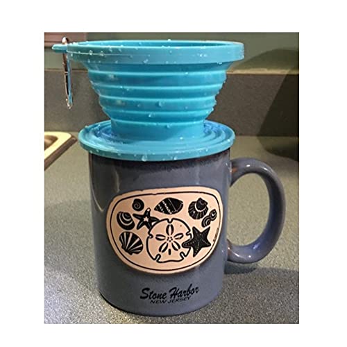 Wolecok Collapsible Pour Over Coffee Dripper,Silicone Reusable Cone Filter Holder For Camping Backpacking- For Home, Camping, Travel, Office（Light Blue) #TOP2