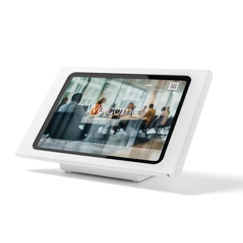 Image of Tabdoq Professional Desktop Stand For Samsung Galaxy TAB A11+ 11-inch | Secure Metal Kiosk Enclosure | Portrait & Landscape Tablet Holder | For POS & Business Use | White
