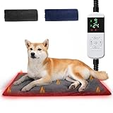 Angelpet ペット用ホットカーペット【特許取得中】 ペット用ヒーター 猫 犬 ホットマット ヒーターマット 電気ヒーター ペット加熱パッド 寒さ対策 9段階温度調節 14段階タイマー機能 コード全て鋼管で保護 噛み癖対策 過熱保護 防水 暖房器具 カバー2枚付き Lサイズ (45*70CM).