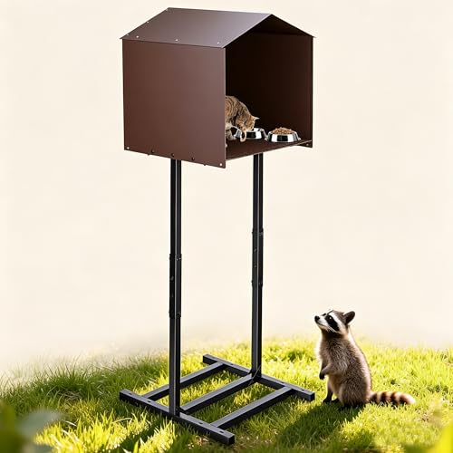 CBKKLHY Outdoor Elevated Cat Feeding Station Weatherproof Cat Shelter Feral Stray Cats House for Food and Water