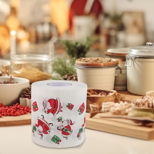 Papel higiénico navideño de doble capa GARVALON con dibujos de Papá Noel pack de 4 rollos 8