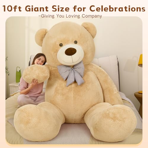 Image of MaoGoLan Giant Teddy Bear 10ft Stuffed Animal, Huge Jumbo Size 10 Feet Teddy Bear Plush, Charming and Fluffy Teddy Bear for Decorations, Celebrations,Valentines Day,Baby Shower,Brown