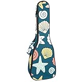 Ukulele-Tasche für Unterwasser-Ukulele, Seestern, Muscheln, Ukulele, für Sopran, Tenor, Konzert, 58 cm, 10 mm dick, weich gepolstert, verstellbare Gurte