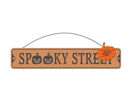 Gem Imports Multicolour Orange Spooky Street Halloween Metal Street Sign Plaque Hanging Decoration 50Cm – Vintage Haunted Indoor & Outdoor Décor
