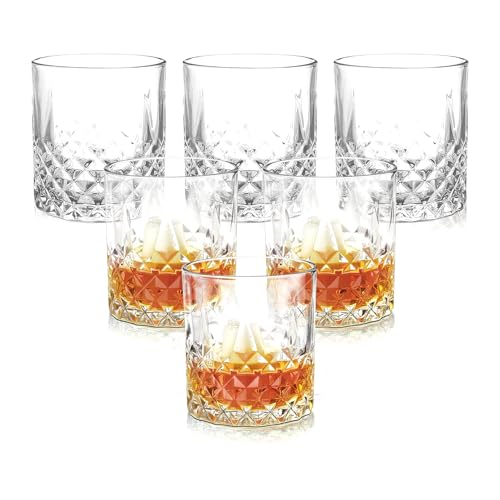 Cuisine Art Ligne Short Tumbler Whiskey Glasses Set 310ML 6 Pieces Thick Base Clear Lead-Free Stackable Dishwasher Safe Durable Cocktail & Juice Glasses Home & Bar Glassware Gift Set