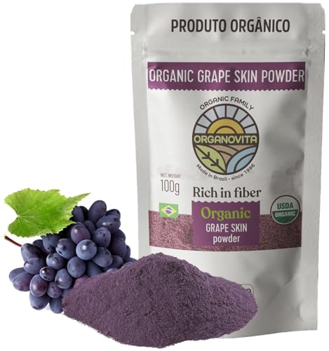 Organic Powder - Blend in Smoothies, Cakes, High Fiber Content, Made w/Cold-Pressed Natural Ingredients, Gluten-Free, All Purpose, Antioxidants Rich - Certified USDA (3.52 Oz, Grape Skin (Pack of 1))