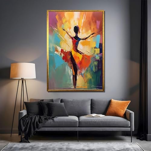Tableau abstrait doré ballerine toile émotions danse