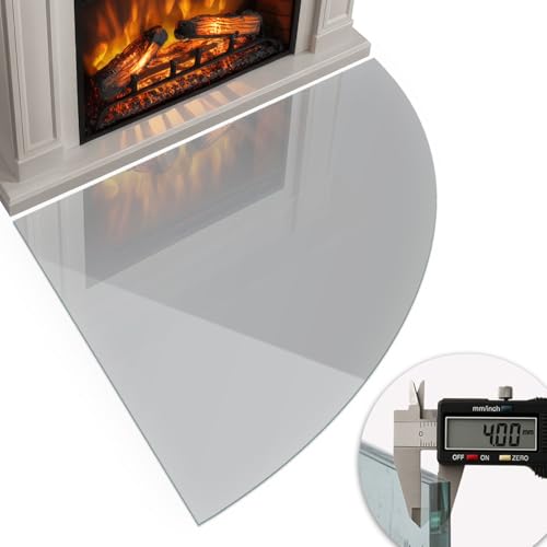 Verre trempé de cheminée rond 100x100 cm gris clair pour sol