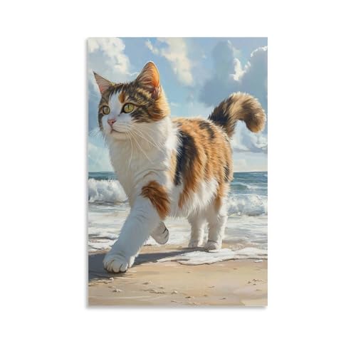 Chat des forêts norvégiennes peinture toile pour habiller un grand mur vide salon