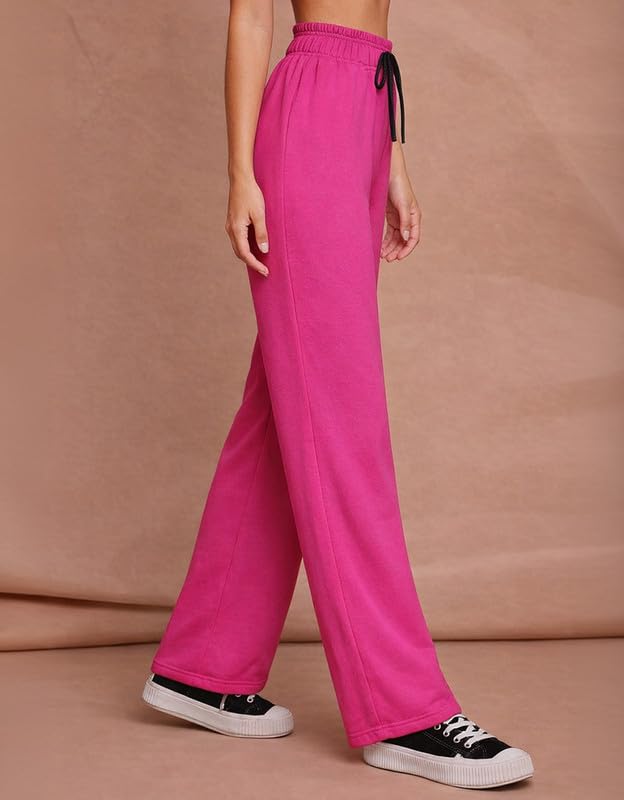Image of Women's Wide Leg Sweatpants - Soft Fabric High Waist Lounge Pants with Drawstring & 2 Pockets, Casual Relaxed Fit Track Pants Size -S-M-L-XL-2XL-3XL