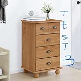 Matériau: Bois de pin massif INLIFE Commode ASKIM Marron 45.8 x 40 x 79 cm Bois de pin Massif
