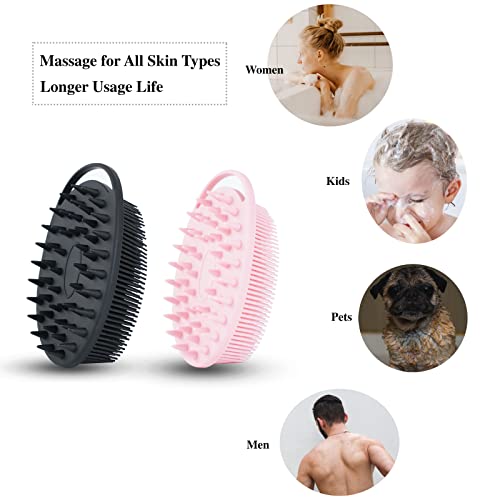2-PC-Silicone-Exfoliating-Body-Scrubber-2-in-1-Silicone-Body-Shampoo-Brush-Soft-Silicone-Loofah-for-Sensitive-Skin-Shower-Silicone-Hair-Scalp-Massager-Easy-to-Clean-Lather-Well-BlackPink