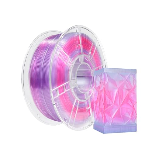 Image of iBOSS Gradient PLA Plus 3D Printer Filament 1.75mm+ /-0.02mm, 1kg Spool (2 2lbs) Transparent Dual Color 3D Printing Filament, PLA Pro 3D Filament, Fit Most FDM Printer(Transparent Rose Red Light Blue)
