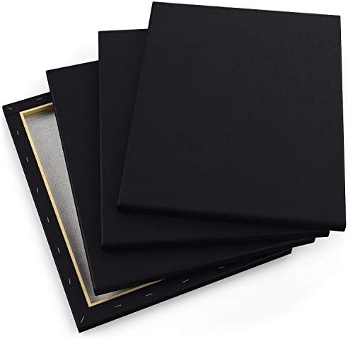 Arteza Paint Canvases for Painting, Pack of 8, 11 x 14 Inches, Blank Black Canvas Bulk, 100% Cotton Stretched Canvas, 8 oz Gesso-Primed, Art Supplies for Adults, for Acrylic Pouring and Oil Painting