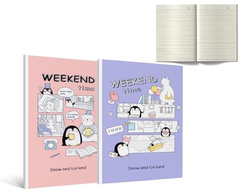 Image of AccuPrints Pack of 2 Ruled 96 Pages Notebook Soft Bound Diary | 48 Leaf | Size 9.75 x 7 inch | Single line Ruled Notebook for School
