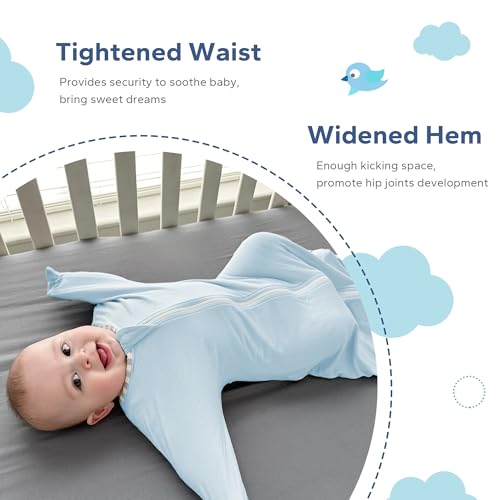 Zigjoy SD4310 Shark-Fin Transition Swaddle - 0.5 Tog Rayon Made From Bamboo Sleep Sack Soft Transitional Swaddle Baby Wearable Blanket thumb #3