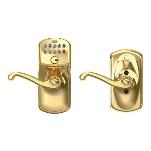 Schlage Plymouth Keypad Lock with Knob, Electronic Keyless Door Entry, Flex Lock Auto‑Lock Option, Bright Brass, FE595 PLY 505 by SCHLAGE - Image 5