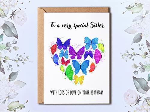 To A Very Special Sister - Butterfly Hearts Special Sister Birthday Card - 30Th - 40Th - 50Th Sister Adult Female Birthday Card4