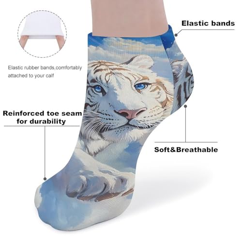 White Tiger Men's Athletic Cushioned Socks Low Cut Breathable Socks 5 Pack Non Slip for Women3