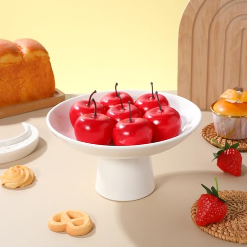 Image of balacoo Footed Fruit Bowl 6.69 Inch Ceramic Pedestal Bowl Decorative Serving Tray Stable Base for Snacks Fruits Desserts Centerpiece Kitchen Dining Table