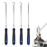 精密フックセット リムーバー ピッキング 修復ツール Oリングピックとフック オイルシールリムーバー 自動車整備 電子機器修理 4本組 （ ブルー ）