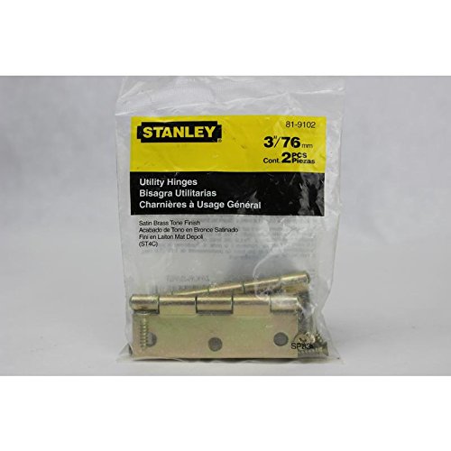 Stanley Hardware 3-Inch Narrow Utility Hinge With Non-Removable Pin, Brass Tone, 2-Pack #819102 #TOP1