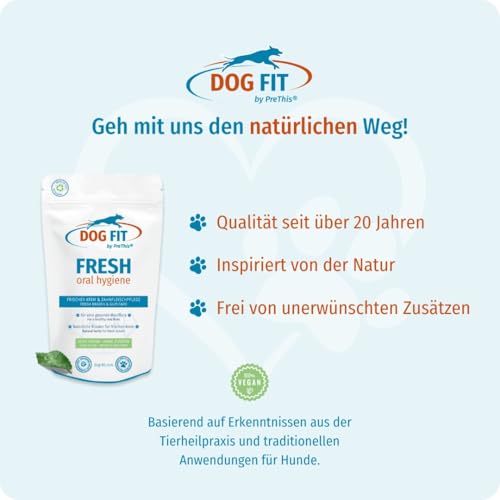DOG FIT by PreThis® Fresh oral Hygiene I Für frischen Atem & Unterstützung der Zahnfleischpflege beim Hund I Futtertopping mit ausgewählten Kräutern I 80g