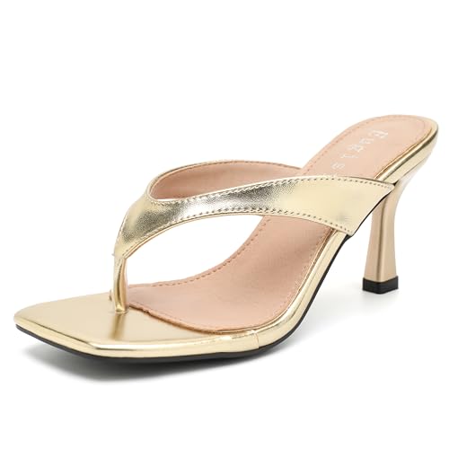 Women's Kitten Heel Flip Flops Slip On Thong Slide Sandals Open Toe Comfortable Mule Summer Beach Party Dress Shoes